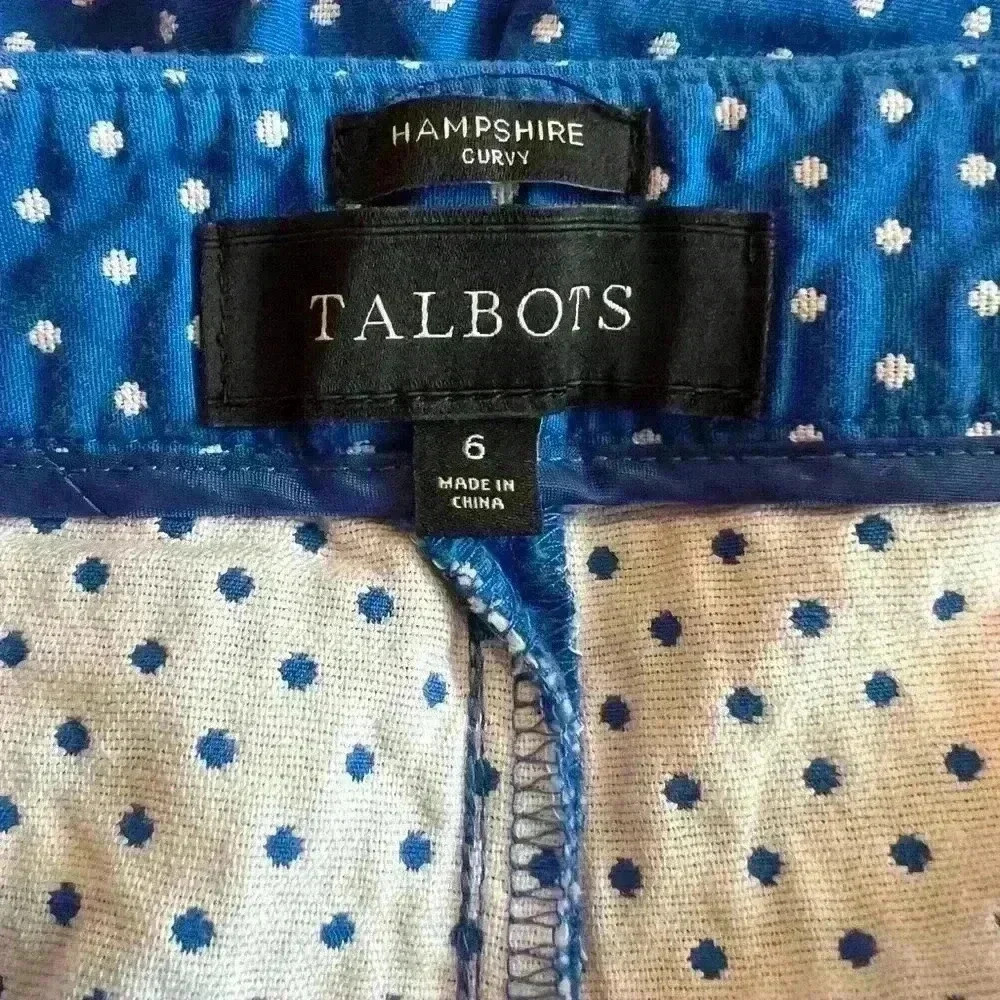 Talbot’s Hampshire curvy polka dot cotton pants size 6, blue, EUC, casual, work - Picture 7 of 10